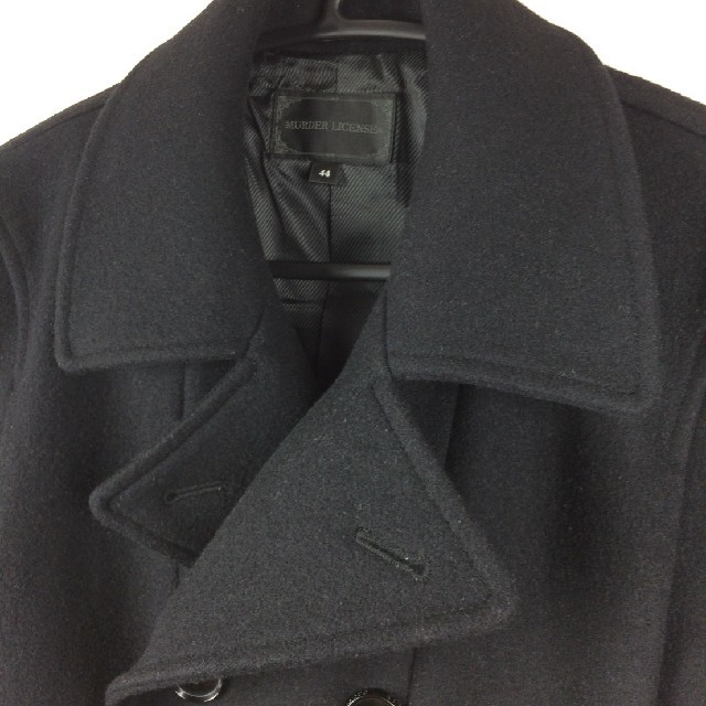 Murder License(マーダーライセンス)の美品 マーダーライセンス メルトンピーコート ブラック サイズ44 メンズのジャケット/アウター(ピーコート)の商品写真
