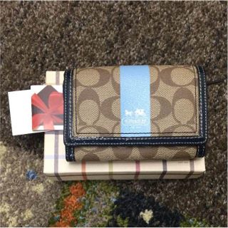 コーチ(COACH)のコーチ　二つ折り財布　シグネチャー　ブルー系（41657）(財布)