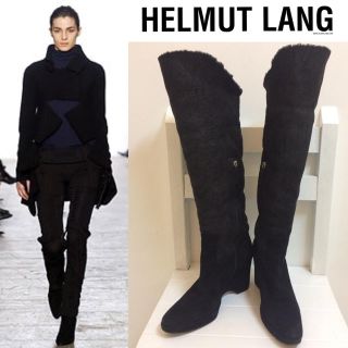 ヘルムートラング(HELMUT LANG)のHELMUT LANG ITALY製 ムートンスウェードレザーブーツ 36(ブーツ)