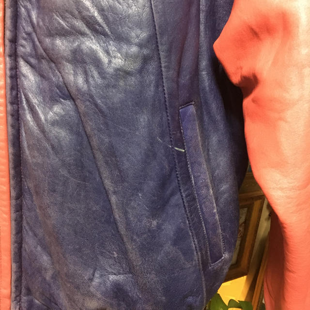 Vintage USED 古着 個性的 カラフル レザー ジャケット  メンズのジャケット/アウター(レザージャケット)の商品写真