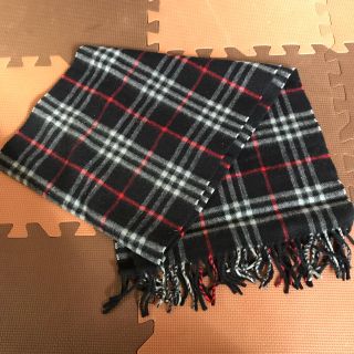 バーバリー(BURBERRY)の【美品】バーバリー マフラー ネイビー カシミヤ  100%(マフラー)