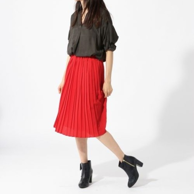 BLISS POINT(ブリスポイント)のBLISS POINT　プリーツスカート　赤 レディースのスカート(ひざ丈スカート)の商品写真