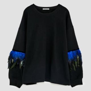 ザラ(ZARA)の完売品 ザラ 新品 フェザー スウェット シャツ プルオーバー ブーツ メンズ(トレーナー/スウェット)