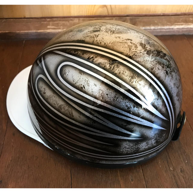 シルバーラメ ファイヤーパターン コルク半 ヘルメット