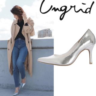 アングリッド(Ungrid)の新品 ungrid  アングリッド  フェイク レザー パンプス シルバー M(ハイヒール/パンプス)