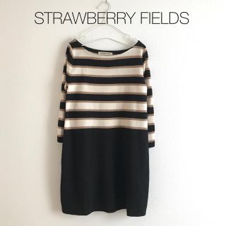 ストロベリーフィールズ(STRAWBERRY-FIELDS)のストロベリーフィールズ♡ボーダー柄ニットワンピース 秋冬 かわいい(ひざ丈ワンピース)