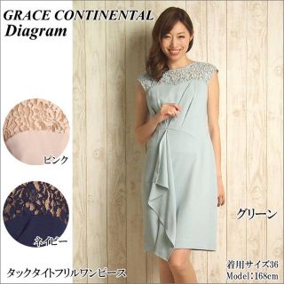 グレースコンチネンタル(GRACE CONTINENTAL)の新品☆グレースコンチネンタル☆タックタイトフリルワンピース☆サイズ36ブルー水色(ひざ丈ワンピース)