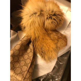 グッチ(Gucci)のグッチ 毛皮 ファー付き ストール スカーフ GGパターン 正規品 箱付き(マフラー/ショール)