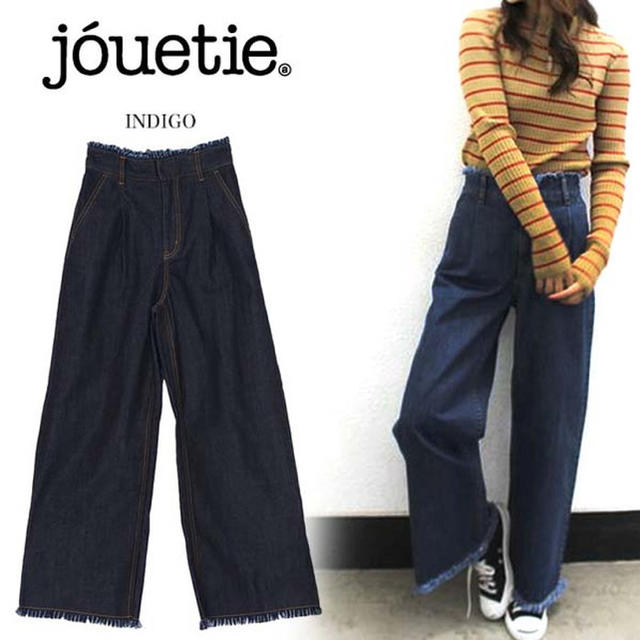 jouetie(ジュエティ)のジュエティー【jouetie】 デニム フリンジワイドパンツ  レディースのパンツ(デニム/ジーンズ)の商品写真