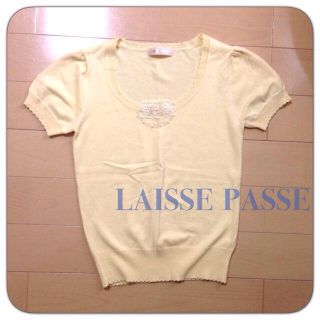 レッセパッセ(LAISSE PASSE)のレッセパッセ♡ビーズ刺繍半袖ニット(シャツ/ブラウス(半袖/袖なし))