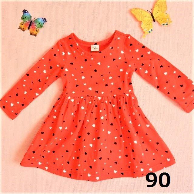 90＊タグ100表記　ハートプリントワンピース♡ キッズ/ベビー/マタニティのキッズ服女の子用(90cm~)(ワンピース)の商品写真