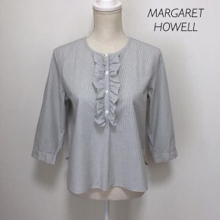 マーガレットハウエル(MARGARET HOWELL)の【日本製】MARGARET HOWELL 胸元フリル七分袖ブラウス(シャツ/ブラウス(長袖/七分))