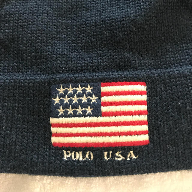 POLO RALPH LAUREN(ポロラルフローレン)の美品◡̈❁ポロラルフローレン ニット帽 ネイビー メンズ メンズの帽子(ニット帽/ビーニー)の商品写真