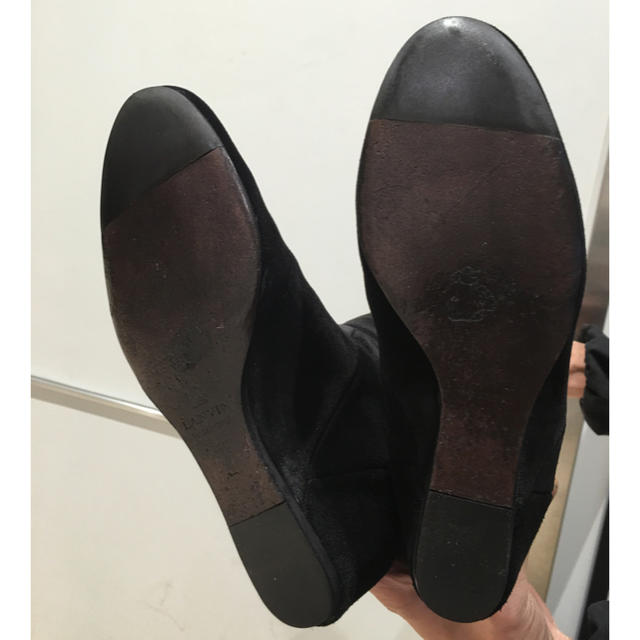 LANVIN(ランバン)のLANVIN スエード 黒 ロングブーツ インヒール4cm入り size36.5 レディースの靴/シューズ(ブーツ)の商品写真