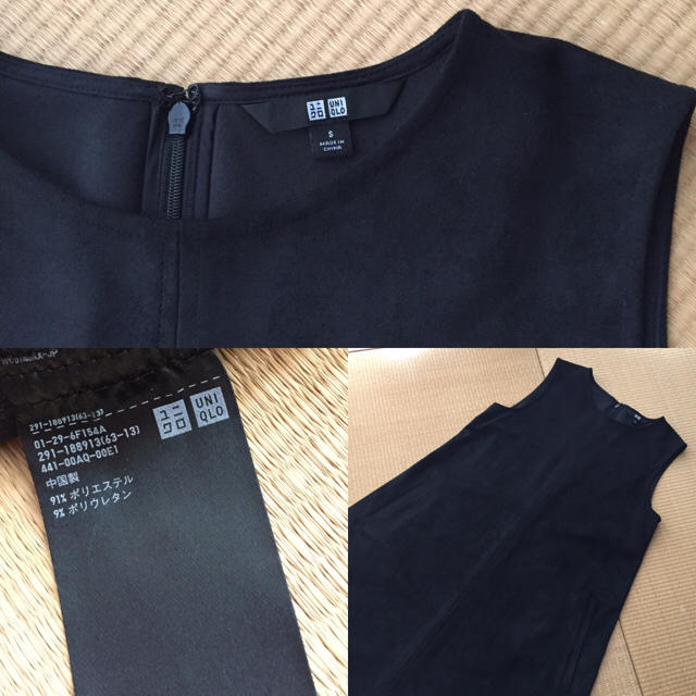 UNIQLO(ユニクロ)の美品【UNIQLO スエードタッチノースリーブワンピース】黒 ・Ｓサイズ レディースのワンピース(ひざ丈ワンピース)の商品写真