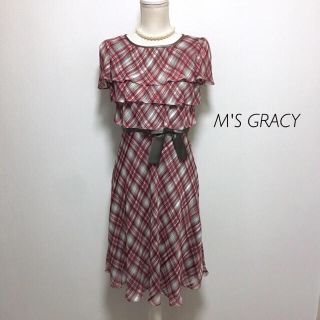 エムズグレイシー(M'S GRACY)のM'S GRACY チェックワンピース&リアルムートンコート(ひざ丈ワンピース)