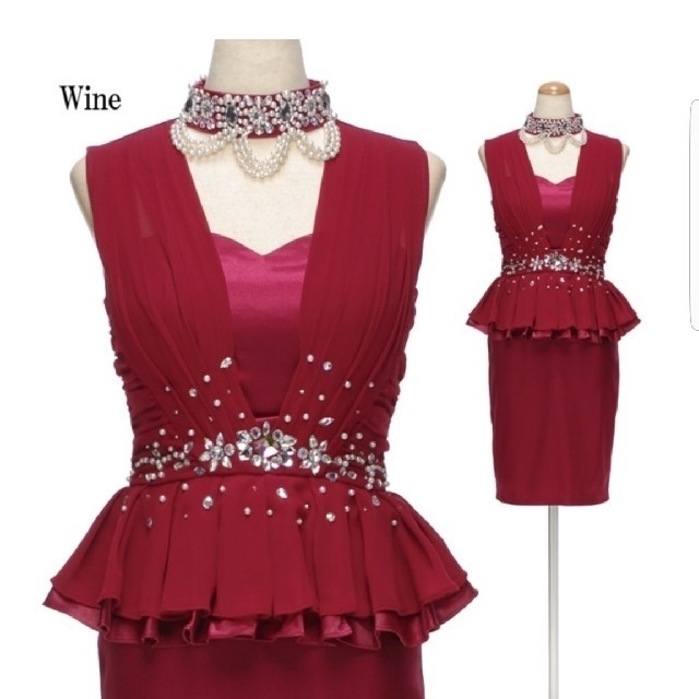 an(アン)のDIOHパールビジューハイネックペプラムドレス♡キャバドレスS レディースのフォーマル/ドレス(ナイトドレス)の商品写真