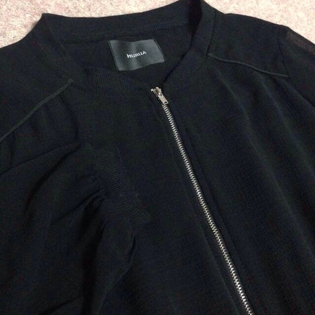 MURUA(ムルーア)のMURUA シフォンブルゾン 黒 レディースのジャケット/アウター(ブルゾン)の商品写真
