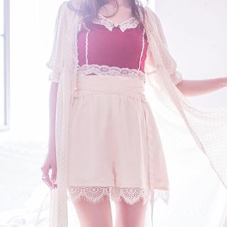 クレイミー(Crayme,)のLace Hem Culottes(pink)(キュロット)