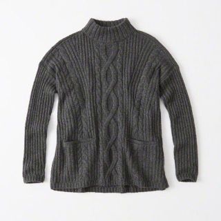 アバクロンビーアンドフィッチ(Abercrombie&Fitch)の★新品★アバクロンビー&フィッチ★ケーブルニットハイネック (Grey/M)(ニット/セーター)