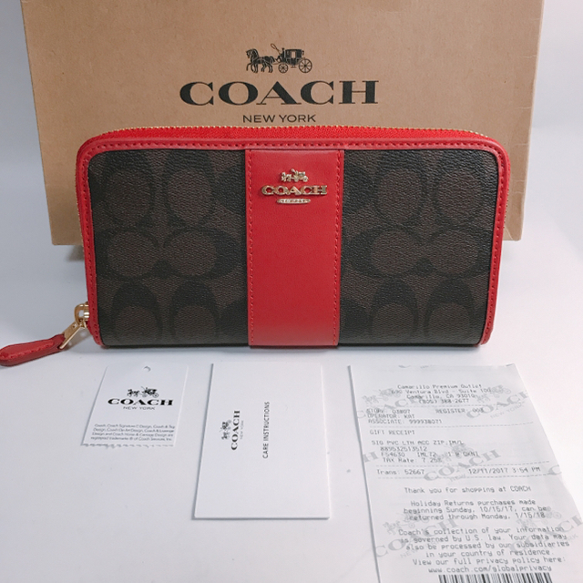 タグ付き★COACH コーチ　シグネチャー&レッド　 長財布　新品