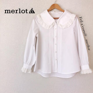 メルロー(merlot)のmerlot  フリルレースビック襟ブラウス ＊ホワイト(シャツ/ブラウス(長袖/七分))