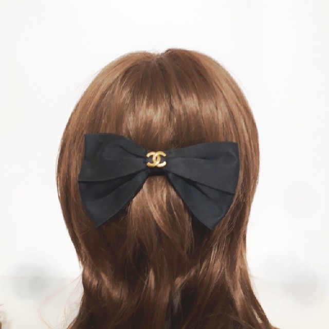 CHANEL シャネル サテン リボン バレッタ 髪どめ ヘアクリップ