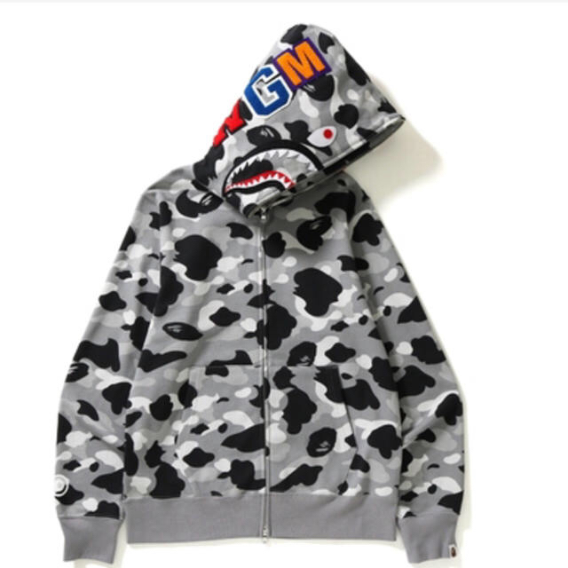 A BATHING APE(アベイシングエイプ)のエイプ 1STCAMO GRAY SHARK FULL ZIP HOODIE L メンズのトップス(パーカー)の商品写真