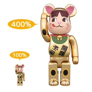 BE@RBRICK 招き猫 ペコちゃん 金メッキ 100％ ＆ 400％(その他)