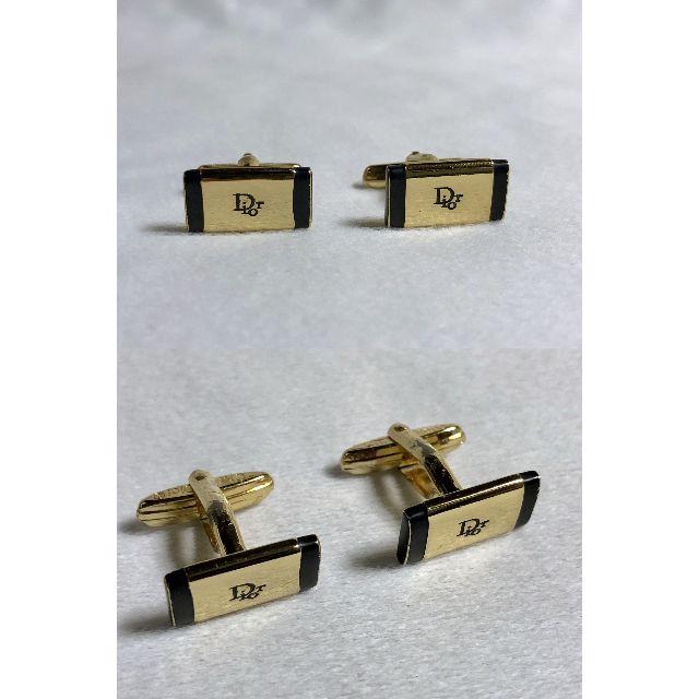 Dior(ディオール)の正規レア Dior ヴィンテージ スクエアロゴカフス 金×黒カフリンクス ボタン メンズのファッション小物(カフリンクス)の商品写真