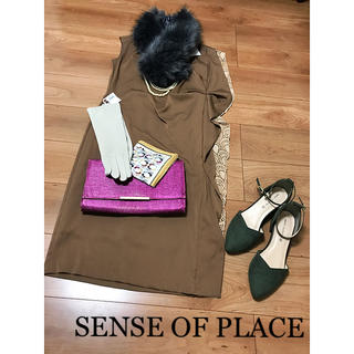 センスオブプレイスバイアーバンリサーチ(SENSE OF PLACE by URBAN RESEARCH)の新品☆SENSE OF PLACE☆タックドレープワンピース(ひざ丈ワンピース)