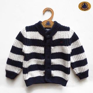 プチバトー(PETIT BATEAU)の★人気★プチバトー★2才★厚手ボーダーニットカーディガン☆1万2千円★(カーディガン/ボレロ)