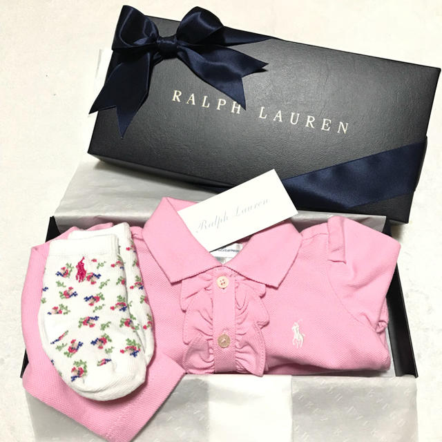 Ralph Lauren(ラルフローレン)の＊coco様 専用＊2点セット♡新品✨長袖ボディスーツ×靴下/花柄 6M/70 キッズ/ベビー/マタニティのベビー服(~85cm)(ロンパース)の商品写真