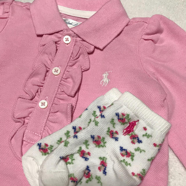 Ralph Lauren(ラルフローレン)の＊coco様 専用＊2点セット♡新品✨長袖ボディスーツ×靴下/花柄 6M/70 キッズ/ベビー/マタニティのベビー服(~85cm)(ロンパース)の商品写真