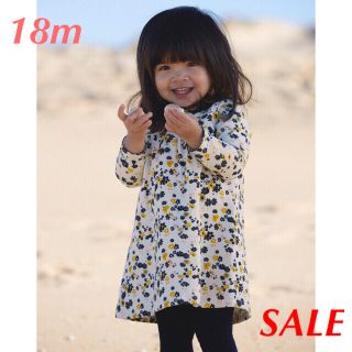 プチバトー(PETIT BATEAU)の☆SALE☆新品プチバトー♡チュビックイエローフラワープリントワンピース 18m(ワンピース)