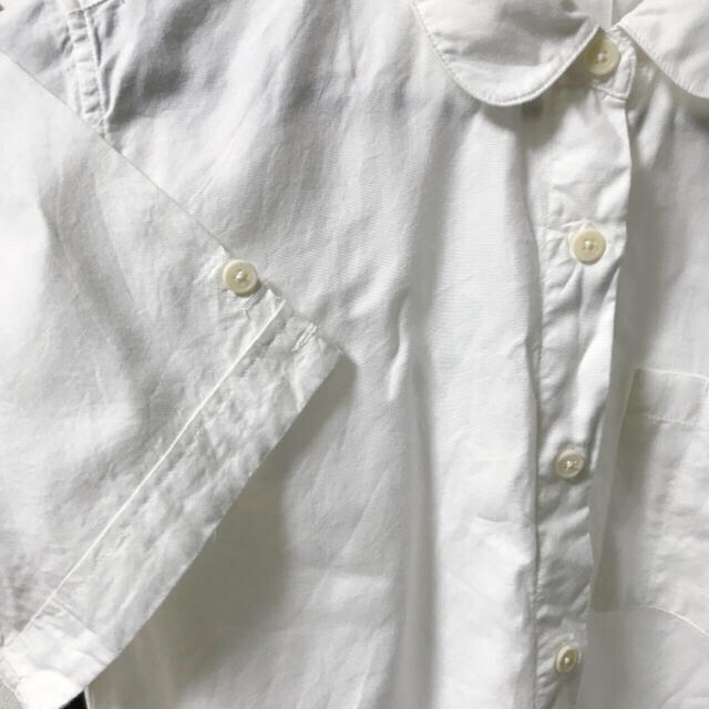 MARGARET HOWELL(マーガレットハウエル)のMHL コットンシャツ 丸襟 L レディース ホワイト レディースのトップス(シャツ/ブラウス(半袖/袖なし))の商品写真