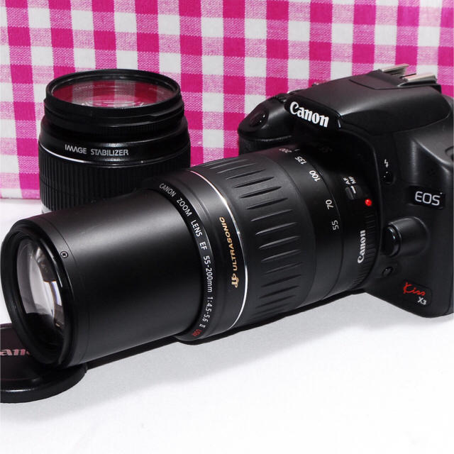 Canon(キヤノン)の❤訳あり大特価❤Canon Kiss x3 大迫力のダブルズーム♪ スマホ/家電/カメラのカメラ(デジタル一眼)の商品写真