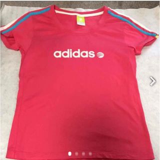 アディダス(adidas)のアディダス Ｔシャツ ピンク Lサイズ レディース スポーツ(Tシャツ(半袖/袖なし))