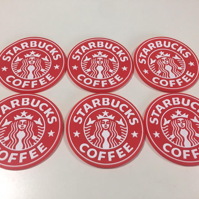 Starbucks Coffee(スターバックスコーヒー)のスターバックス STARBUCKS ラバーコースター6枚セット 赤  インテリア/住まい/日用品のキッチン/食器(テーブル用品)の商品写真