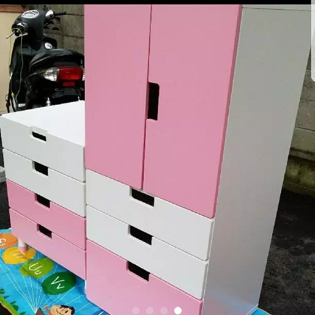 メーカー再生品】 子供用タンス（ピンク&ナチュラル）① STUVA IKEA 