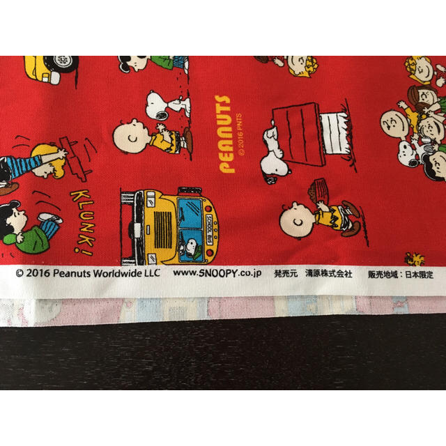 SNOOPY(スヌーピー)のスヌーピー 生地 レトロ バス柄 ハンドメイドの素材/材料(生地/糸)の商品写真