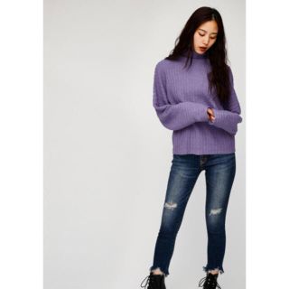 マウジー(moussy)のHI NECK RIB セーター  moussy パープル(ニット/セーター)