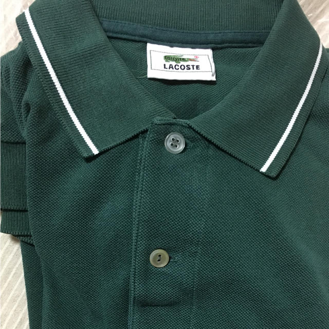 LACOSTE(ラコステ)の(ボタン変えてます)LACOSTE  無地 ポロシャツ  グリーン メンズのトップス(ポロシャツ)の商品写真