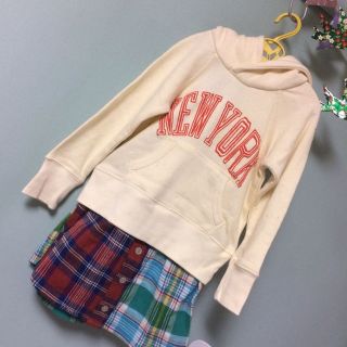 エフオーキッズ(F.O.KIDS)の秋冬新品タグ付き☆F.O.KIDSレイヤード風パーカーワンピース 女の子100(ワンピース)