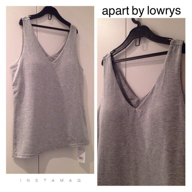 apart by lowrys(アパートバイローリーズ)の新品タグ付☆カップ付きVネックタンクトップ グレー レディースのトップス(タンクトップ)の商品写真