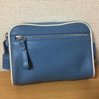 コーチ(COACH)の超美品 本革 COACH ポーチ ブルー(ポーチ)