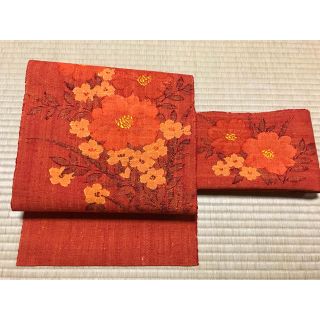 花柄紬名古屋帯 松葉仕立て 未使用☆KIMONO 皐月☆(帯)