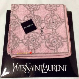 サンローラン(Saint Laurent)の【新品】❤️イヴサンローラン タオルハンカチ❤︎絹 ラインストーン付き✨(ハンカチ)