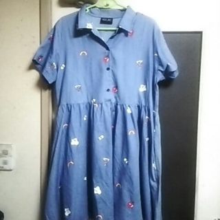 レイジーオーフ(LAZY OAF)の学校タノシイデニムワンピース(ひざ丈ワンピース)