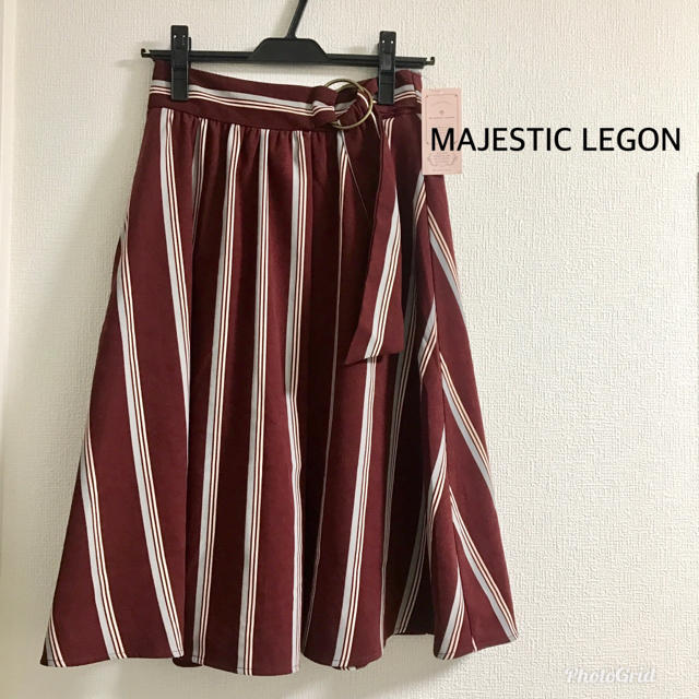 MAJESTIC LEGON(マジェスティックレゴン)の最終値下げ❗️マジェスティックレゴン マルチストライプ膝丈スカート レディースのスカート(ひざ丈スカート)の商品写真